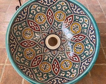 Évier en céramique marocain, fait main et peint à la main/ lavabo fait main/ vasque en céramique/Moroccan washbasin.
