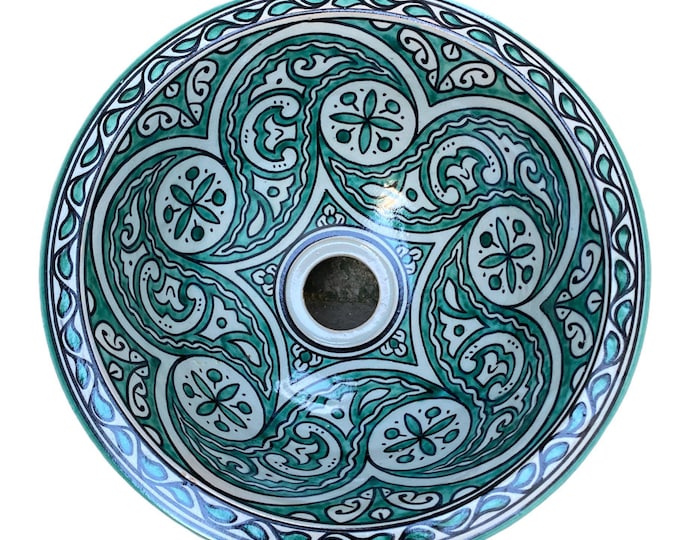 Handmade and hand painted Moroccan ceramic sink/washbasin. Moroccan washbasin handmade.ceramics sink