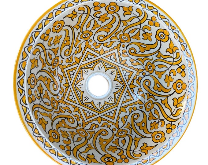 Handmade and hand painted Moroccan ceramic sink/washbasin. Moroccan washbasin handmade.ceramics sink