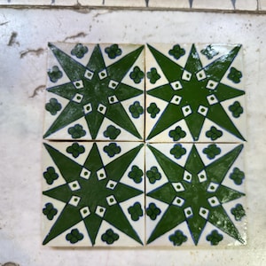 Authentic Hand-Painted Green Ceramic Tiles – Traditional Moroccan Craft
