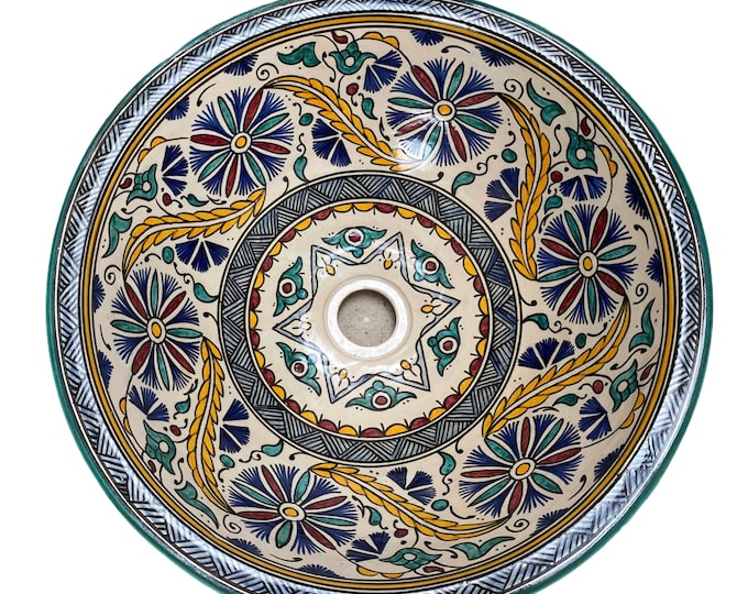 Handmade Moroccan ceramic sink. Handmade Moroccan ceramic washbasin, sink