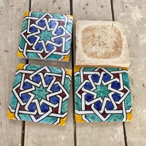 Zellige marocaine, tuiles marocaine fait main et peint à la main, carreaux de décoration 10/10 cm, Moroccan tiles. zdjęcie 3