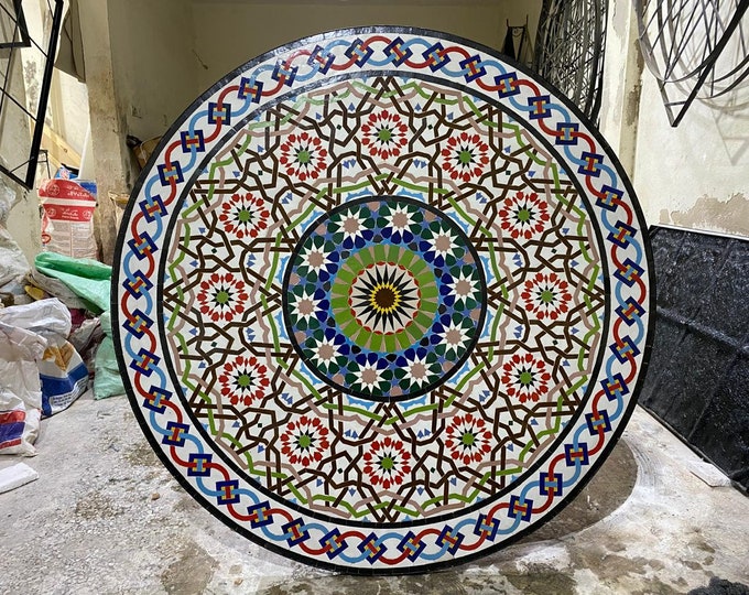 Exquisite Moroccan Mosaic Table: Handcrafted Elegance for Your Home Décor - Unique Artistry and Quality Craftsmanship