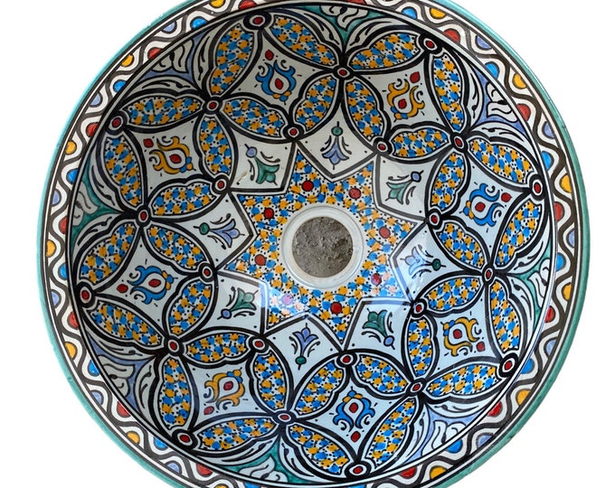 Handmade and hand painted Moroccan ceramic sink/washbasin. Moroccan washbasin handmade.ceramics sink