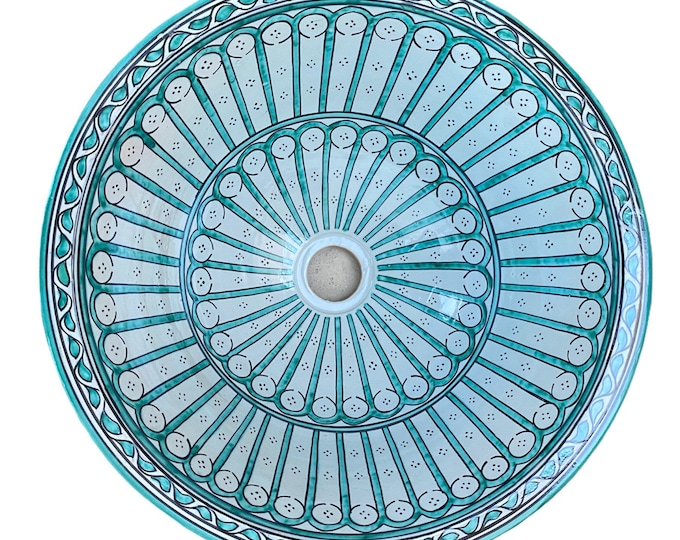 Moroccan ceramic sink 40 cm, handmade and hand painted/ handmade washbasin/ ceramic washbasin/Moroccan washbasin.