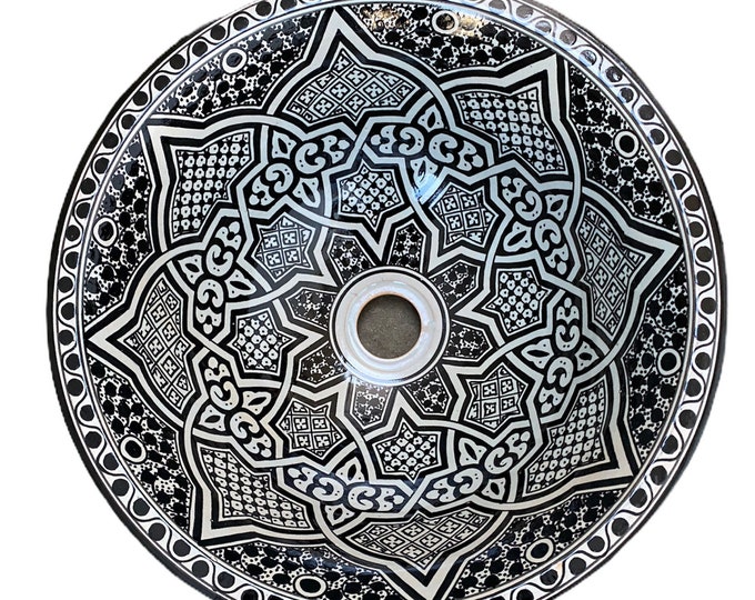 Handmade and hand painted Moroccan ceramic sink/washbasin. Moroccan washbasin handmade.