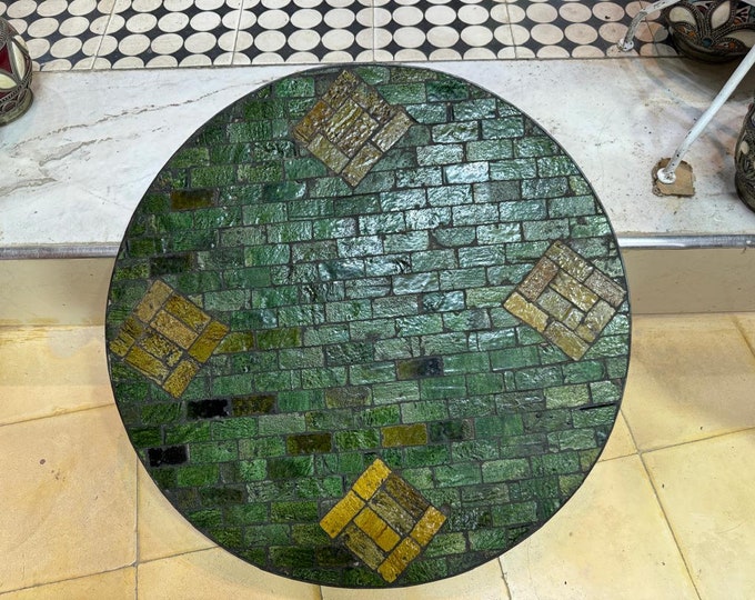 Handcrafted Rustic Tamgrout Mosaic Table - Unique Moroccan Decor