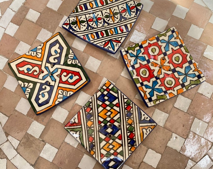 set of 4 Moroccan ceramic soap dishes, handmade and hand painted. set of 4 Moroccan ceramic soap dishes, handmade.