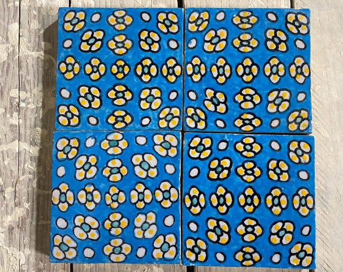 Hand-Painted Authentic Moroccan Tiles - Handmade Ceramic Art for Home Decor