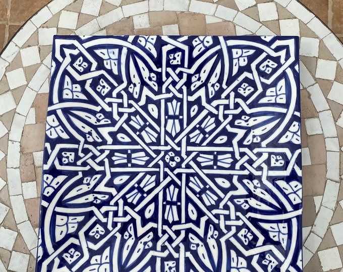 Large square ceramic dish from Fes / square dish / handmade and hand-painted ceramic dish from Fes / 30 cm square dish.