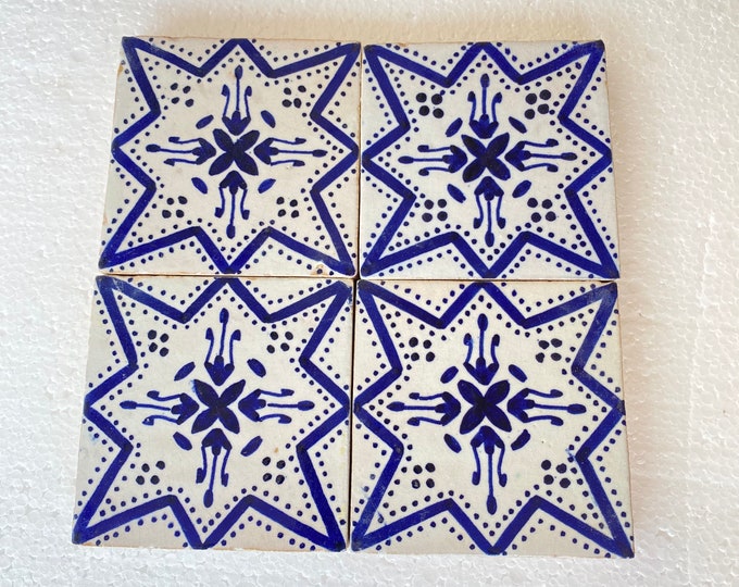 Moroccan Zellige, handmade and hand-painted Moroccan tiles, 10/10 cm decorative tiles, Moroccan tiles.