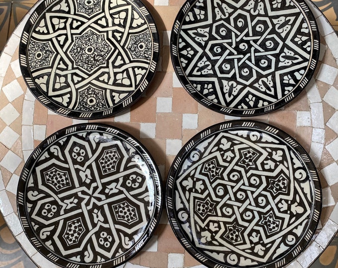 Set of 4 Moroccan ceramic dessert plates handmade.set of 4 Moroccan ceramic dessert dish handmade