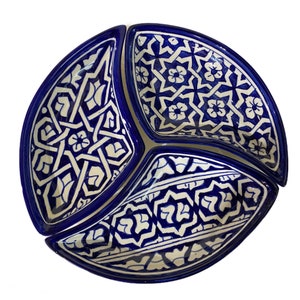 Moroccan aperitif set (3 pieces) handmade and hand painted. handmade and hand painted moroccan appetizer set.