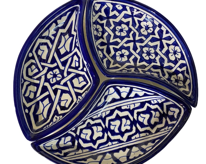 Moroccan aperitif set (3 pieces) handmade and hand painted. handmade and hand painted moroccan appetizer set.