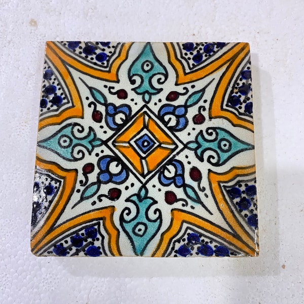 Moroccan Zellige, handmade and hand-painted Moroccan tiles, decorative tiles 10/10 cm, Moroccan tiles.