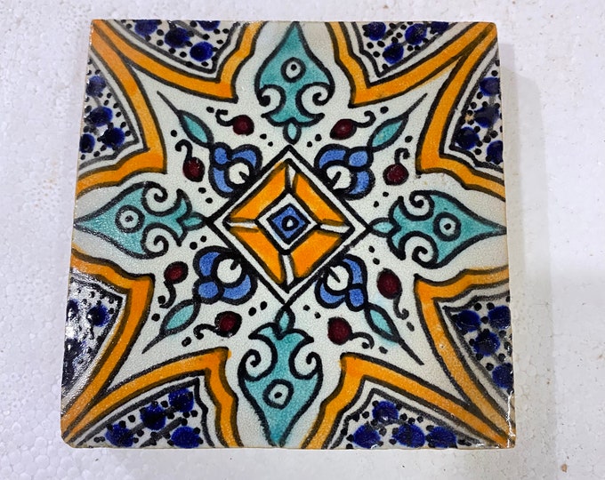 Moroccan Zellige, handmade and hand-painted Moroccan tiles, 10/10 cm decorative tiles, Moroccan tiles.