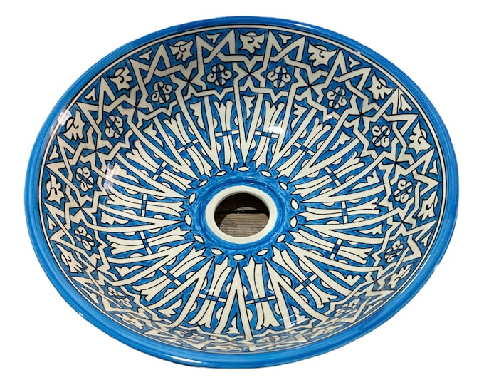 Moroccan ceramic sink, handmade and hand painted/ handmade washbasin/ ceramic washbasin/Moroccan washbasin.