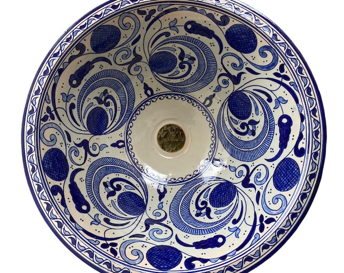Handmade and hand painted Moroccan ceramic sink/washbasin. Moroccan washbasin handmade.