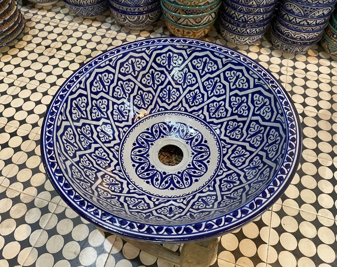 Handmade Moroccan ceramic sink, Moroccan sink, Moroccan washbasin. Moroccan ceramics sink