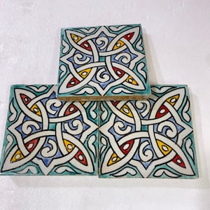 Moroccan Zellige, handmade and hand-painted Moroccan tiles, 10/10 cm decorative tiles, Moroccan tiles.