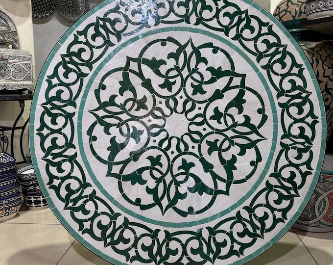 Handmade Moroccan Mosaic Round Table - Artisan Crafted Décor
