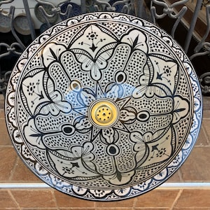 Moroccan ceramic sink, handmade and hand painted/ handmade washbasin/ ceramic washbasin/Moroccan washbasin.