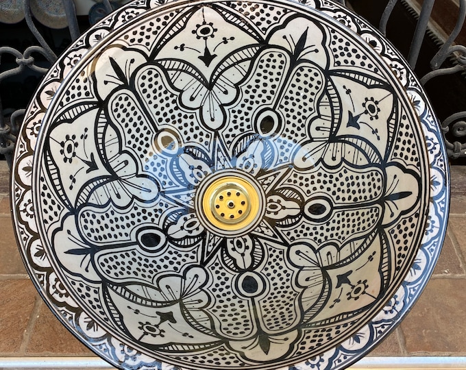 Moroccan ceramic sink, handmade and hand painted/ handmade washbasin/ ceramic washbasin/Moroccan washbasin.