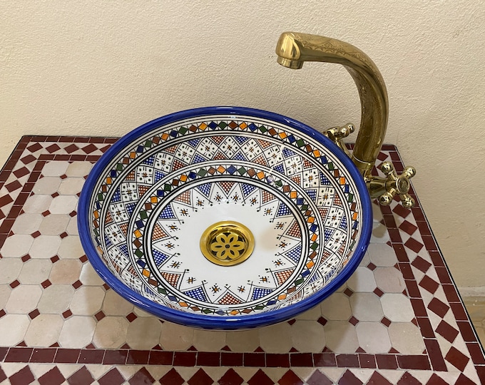 Authentic Handmade Moroccan Washbasin - Vibrant Colors
