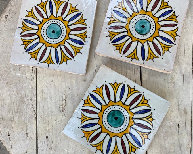 6 * 6 inches, Moroccan zellige, Moroccan tiles handmade and hand painted, decorative tiles 15/15 cm, Moroccan tiles.