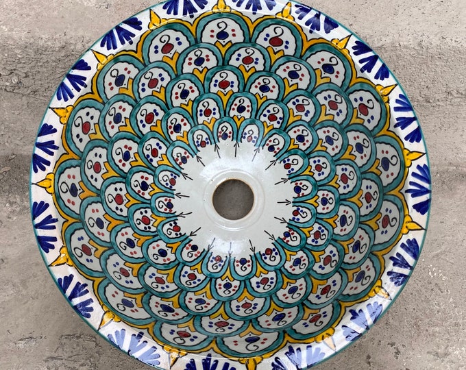 Handmade washbasin/ Moroccan pottery sink/ pottery basin/ ceramic sink.