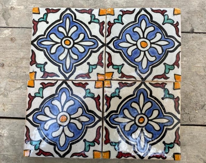 Artisanal Elegance: Handmade, Hand-Painted Moroccan Tiles for Unique Home Decor Exquisite Perfect for Boho Chic Interiors and DIY Projects