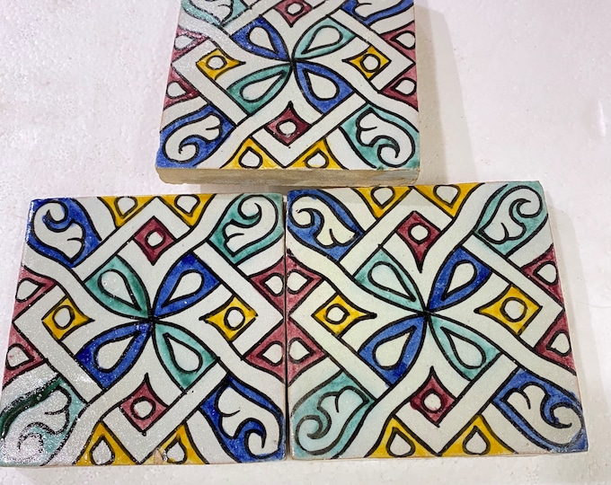 Moroccan Zellige, handmade and hand-painted Moroccan tiles, 10/10 cm decorative tiles, Moroccan tiles.