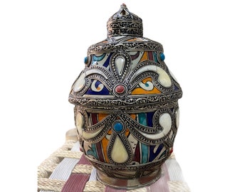 Moroccan handmade jewelry box.Moroccan jewelry box handmade, ceramics jewelry box. Unique jewelry box