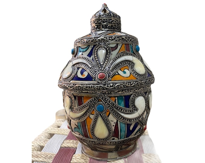 Moroccan handmade jewelry box.Moroccan jewelry box handmade, ceramics jewelry box. Unique jewelry box