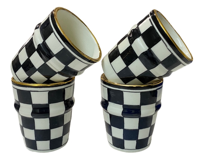 Handmade and hand painted beldi cups/ beldi tea glasses with real gold border/ beldi glasses/ set of 4 cups.