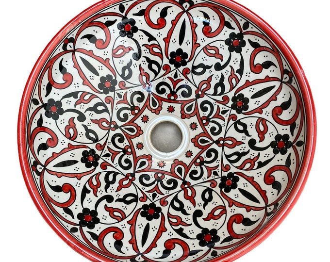 Sink /Handmade and hand painted Moroccan ceramic washbasin/Moroccan washbasin handmade/ Moroccan basin.