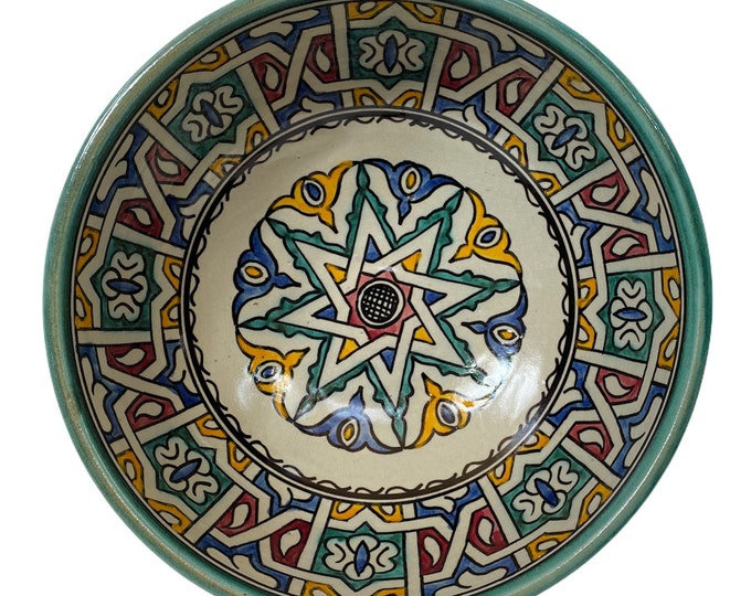 Moroccan ceramic salad bowl handmade and hand painted / Fes salad bowl / Fes blue / Fes pottery salad bowl.
