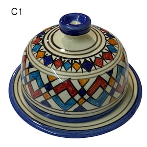 Handmade Moroccan ceramic butter dishes from Fes. Moroccan handmade butter dish/ round butter dish.