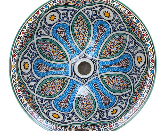 Handmade washbasin/ Moroccan pottery sink/ pottery basin/ ceramic sink.