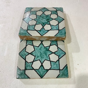 Moroccan Zellige, handmade and hand-painted Moroccan tiles, 10/10 cm decorative tiles, Moroccan tiles.