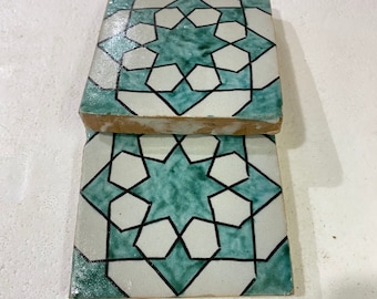 Zellige marocaine, tuiles marocaine fait main et peint à la main, carreaux de décoration 10/10 cm, Moroccan tiles.