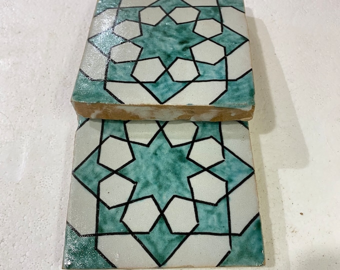 Moroccan Zellige, handmade and hand-painted Moroccan tiles, 10/10 cm decorative tiles, Moroccan tiles.