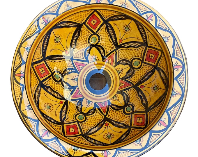 Marrakech style/Moroccan ceramic sink, handmade and hand painted/ handmade washbasin/ ceramic basin/Moroccan washbasin.