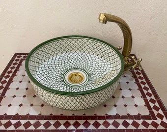 Exquisite Moroccan Handmade Ceramic Washbasin: Authentic Artistry for Your Bathroom Décor