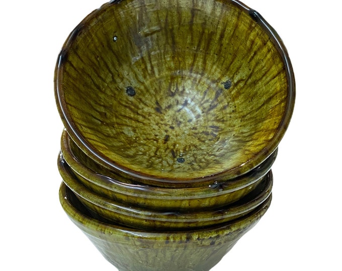 Set of 4 Moroccan rustic pottery bowls / rustic bowls / handmade bowls / Tamgroute bowls.