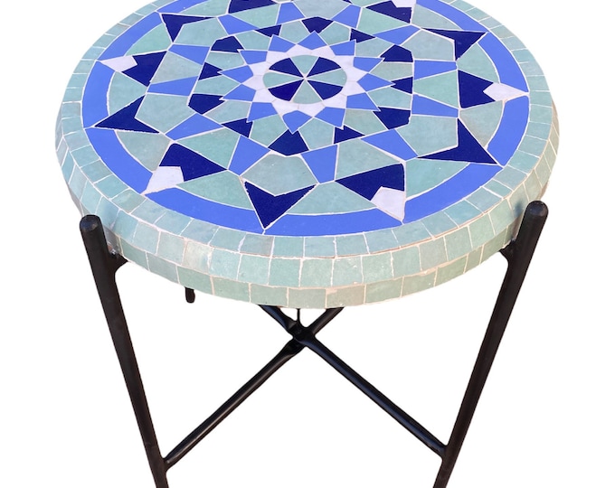 Handmade Moroccan mosaic table / round mosaic table / mosaic dining table.