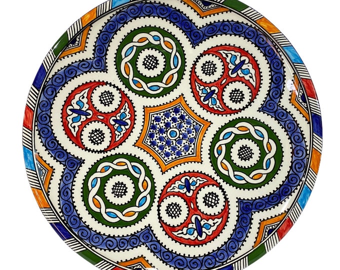 Handmade Moroccan pottery pie dish. Flat dish/ cake dish/flat dish.