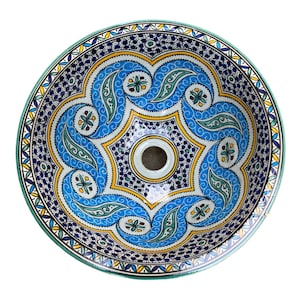 Handmade washbasin/ Moroccan pottery sink/ pottery basin/ ceramic sink.