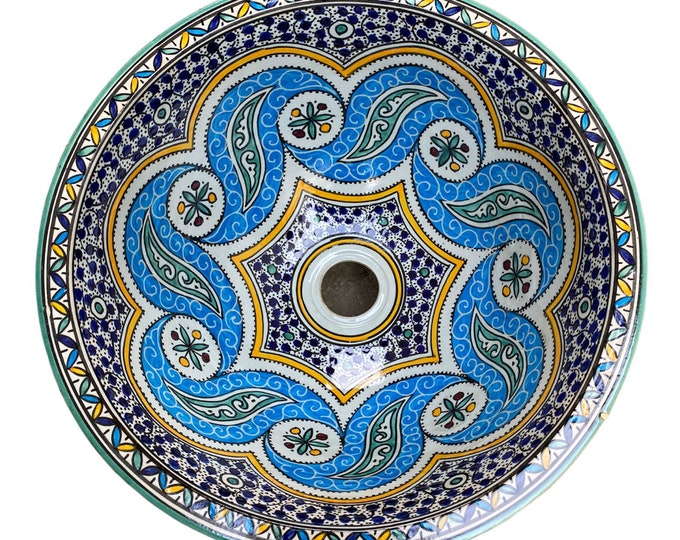 Handmade washbasin/ Moroccan pottery sink/ pottery basin/ ceramic sink.