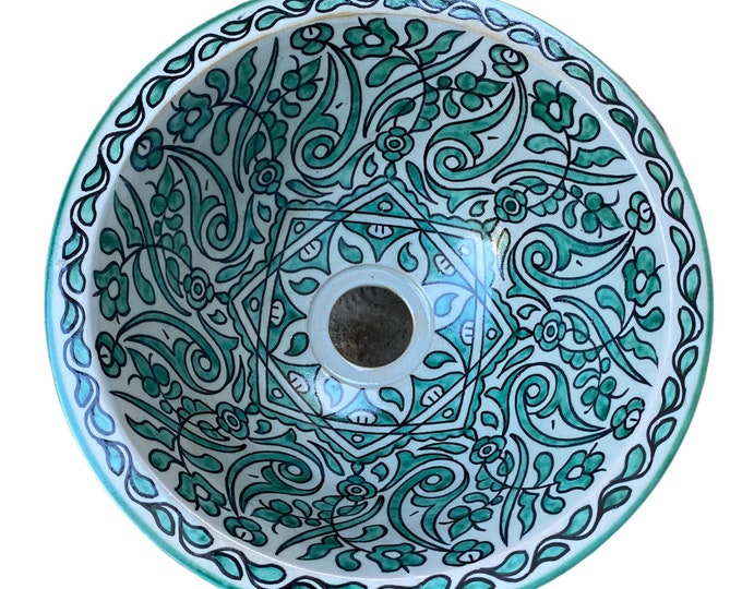 Handmade and hand painted Moroccan ceramic sink/washbasin. Moroccan washbasin handmade.Moroccan sink, ceramics sink